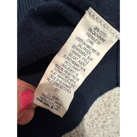 L.L. Bean Cashmere Blend Navy Blue 1/4 Zip Pullover Sweater XL ItemID 275298 - Picture 3 of 9